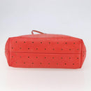 FENDI Tote Bag Punching Leather Orange Gold Auth bs29620-5