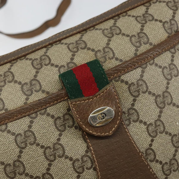 GUCCI GG Supreme Web Sherry Line Shoulder Bag Beige Gold 89 02 032 Auth bs29622