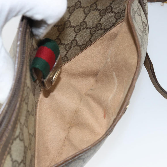 GUCCI GG Supreme Web Sherry Line Shoulder Bag Beige Gold 89 02 032 Auth bs29622