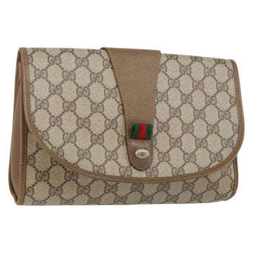 GUCCI GG Supreme Web Sherry Line Bag PVC Beige Gold 89 01 030 Auth bs29623