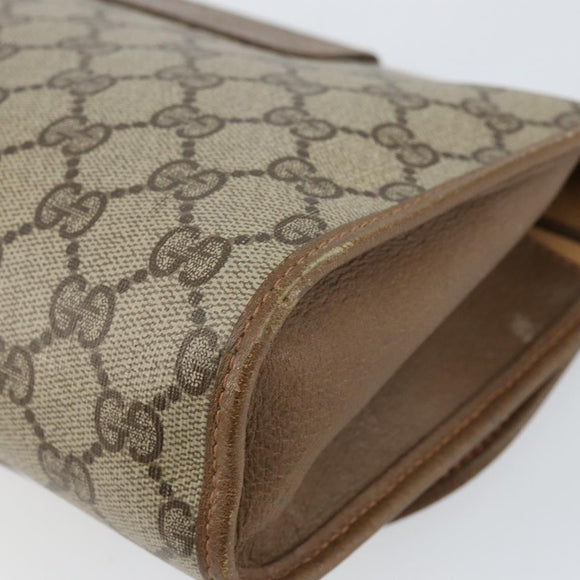 GUCCI GG Supreme Web Sherry Line Bag PVC Beige Gold 89 01 030 Auth bs29623