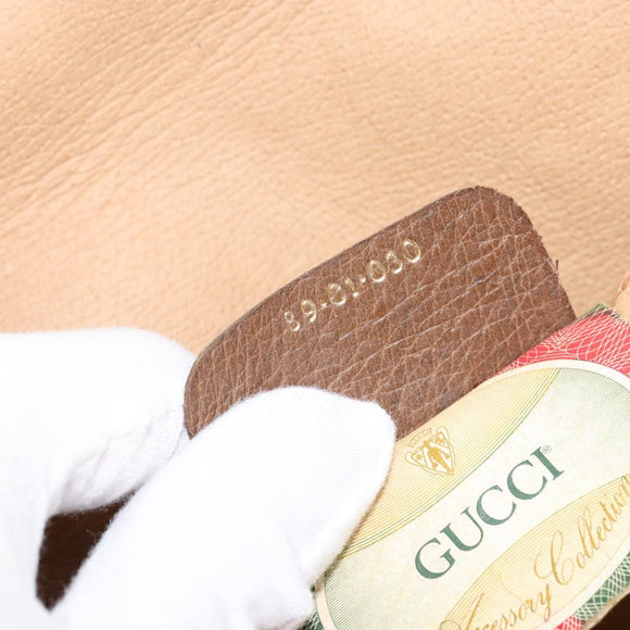 GUCCI GG Supreme Web Sherry Line Bag PVC Beige Gold 89 01 030 Auth bs29623