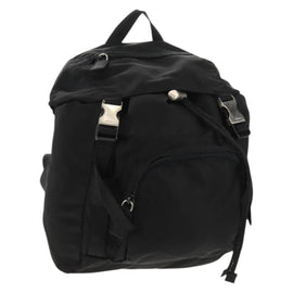 PRADA Backpack Nylon Black Silver Auth bs29624
