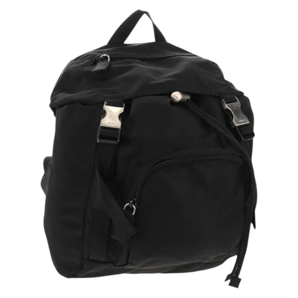 PRADA Backpack Nylon Black Silver Auth bs29624