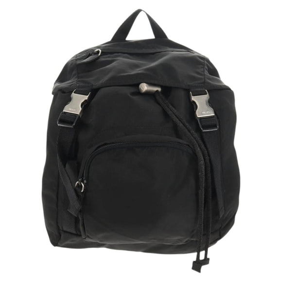 PRADA Backpack Nylon Black Silver Auth bs29624
