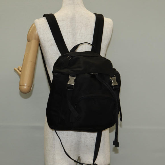 PRADA Backpack Nylon Black Silver Auth bs29624