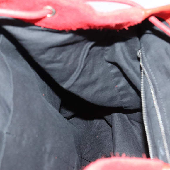 BALENCIAGA Backpack Suede Red Silver Auth bs29626