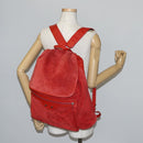 BALENCIAGA Backpack Suede Red Silver Auth bs29626-24