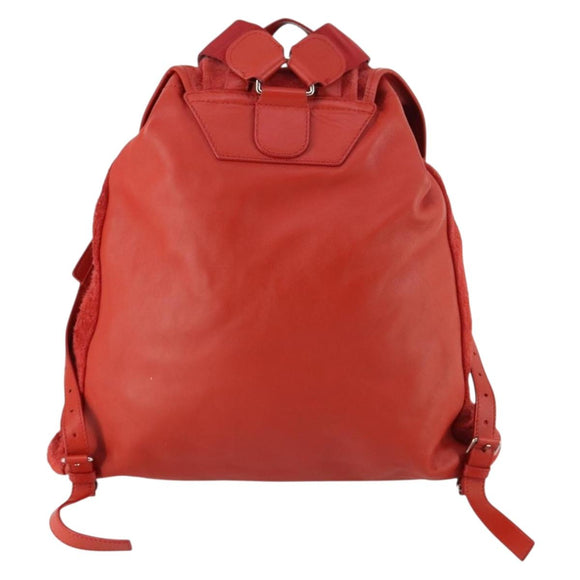 BALENCIAGA Backpack Suede Red Silver Auth bs29626