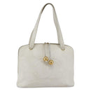 CHANEL Tote Bag Caviar Skin White Gold CC Auth bs29628-1