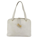 CHANEL Tote Bag Caviar Skin White Gold CC Auth bs29628-13
