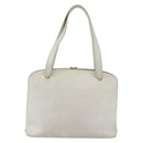 CHANEL Tote Bag Caviar Skin White Gold CC Auth bs29628-2