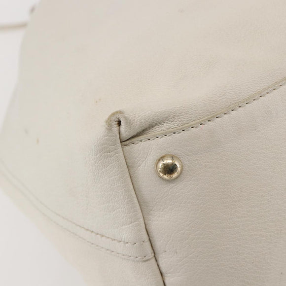 SAINT LAURENT Tote Bag Leather White Gold Auth bs29629