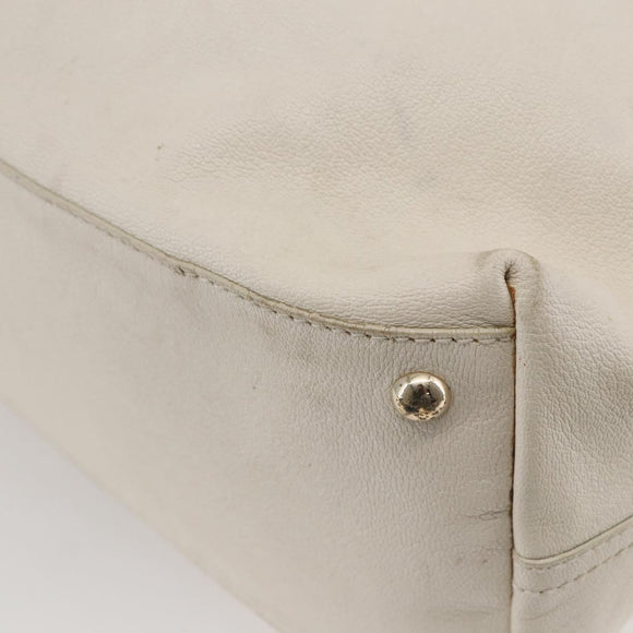 SAINT LAURENT Tote Bag Leather White Gold Auth bs29629