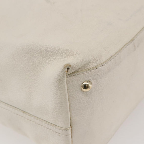 SAINT LAURENT Tote Bag Leather White Gold Auth bs29629