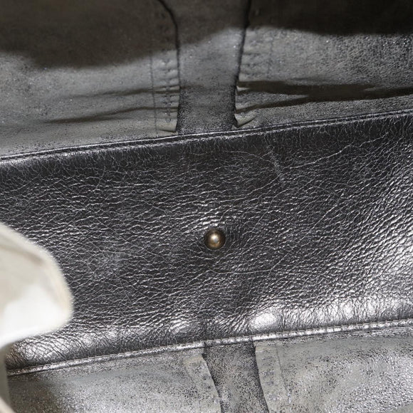 SAINT LAURENT Tote Bag Leather White Gold Auth bs29629