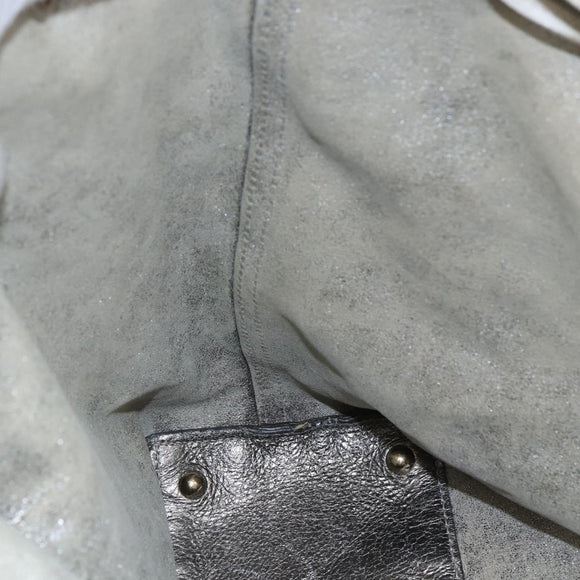 SAINT LAURENT Tote Bag Leather White Gold Auth bs29629