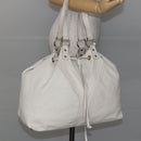 SAINT LAURENT Tote Bag Leather White Gold Auth bs29629-18