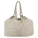 SAINT LAURENT Tote Bag Leather White Gold Auth bs29629-2