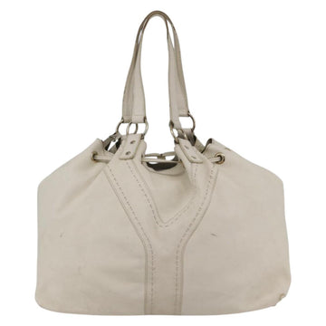 SAINT LAURENT Tote Bag Leather White Gold Auth bs29629 - 0