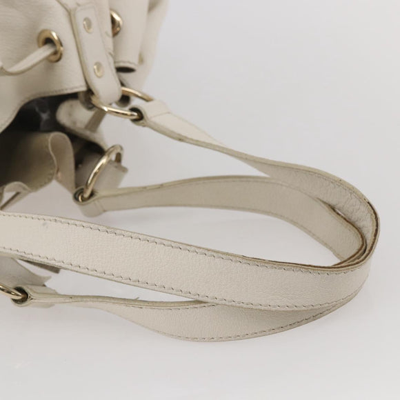 SAINT LAURENT Tote Bag Leather White Gold Auth bs29629