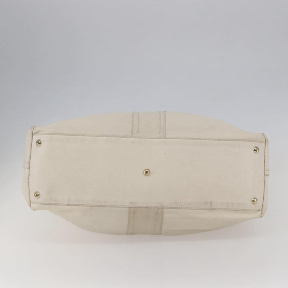 SAINT LAURENT Tote Bag Leather White Gold Auth bs29629