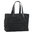 CHANEL New Travel Line Tote Bag Nylon Black Gold CC Auth bs29633-1