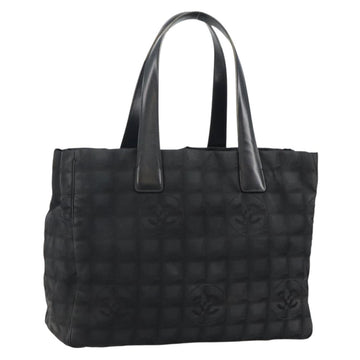 CHANEL New Travel Line Tote Bag Nylon Black Gold CC Auth bs29633
