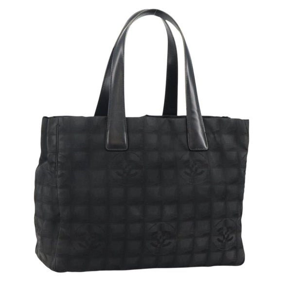 CHANEL New Travel Line Tote Bag Nylon Black Gold CC Auth bs29633