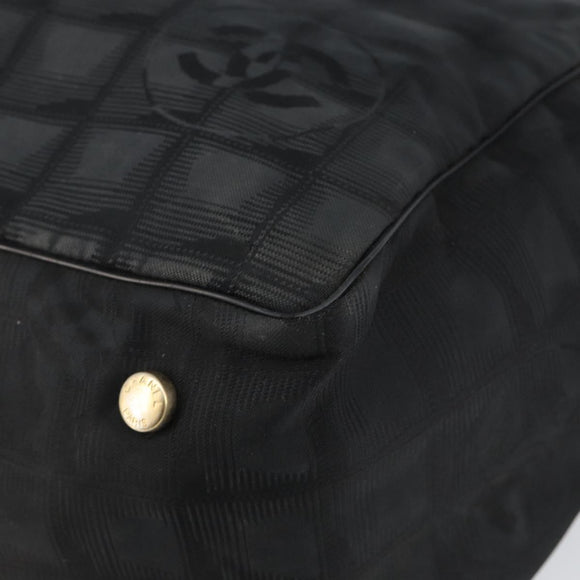 CHANEL New Travel Line Tote Bag Nylon Black Gold CC Auth bs29633