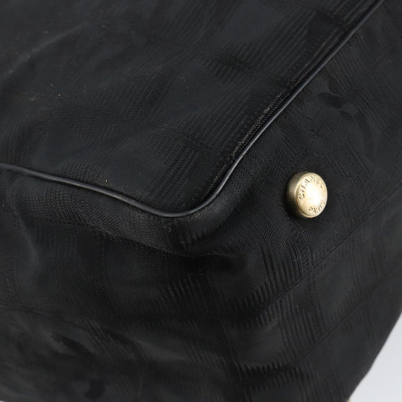 CHANEL New Travel Line Tote Bag Nylon Black Gold CC Auth bs29633