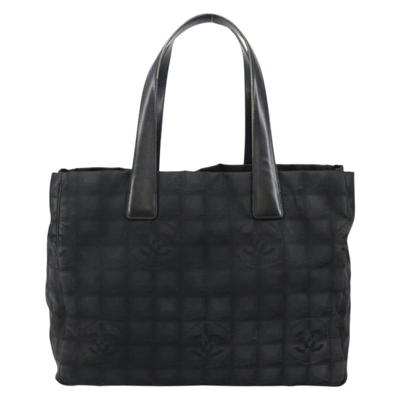 CHANEL New Travel Line Tote Bag Nylon Black Gold CC Auth bs29633