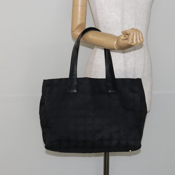 CHANEL New Travel Line Tote Bag Nylon Black Gold CC Auth bs29633