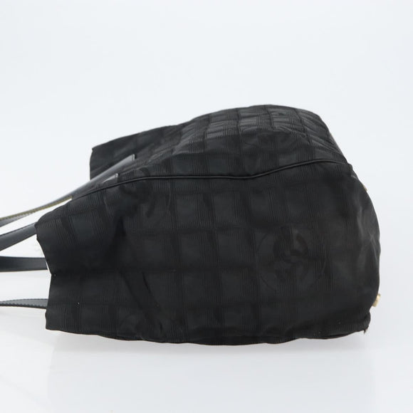 CHANEL New Travel Line Tote Bag Nylon Black Gold CC Auth bs29633