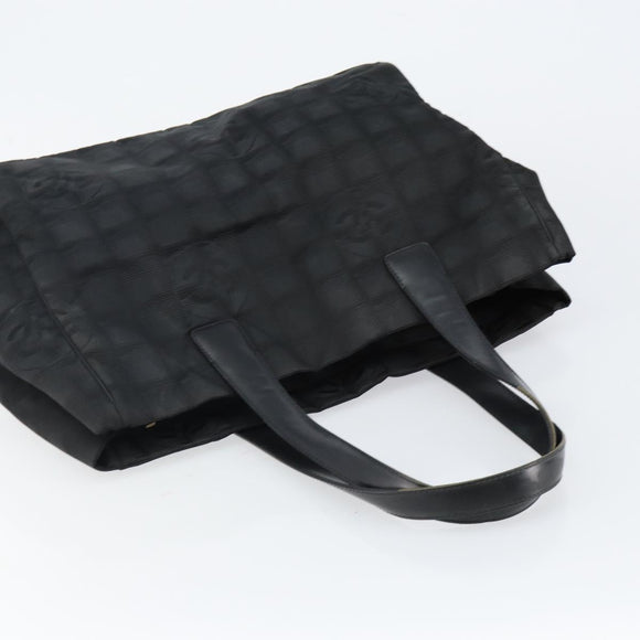 CHANEL New Travel Line Tote Bag Nylon Black Gold CC Auth bs29633