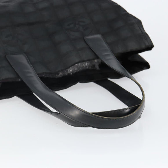 CHANEL New Travel Line Tote Bag Nylon Black Gold CC Auth bs29633