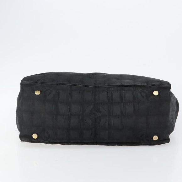 CHANEL New Travel Line Tote Bag Nylon Black Gold CC Auth bs29633