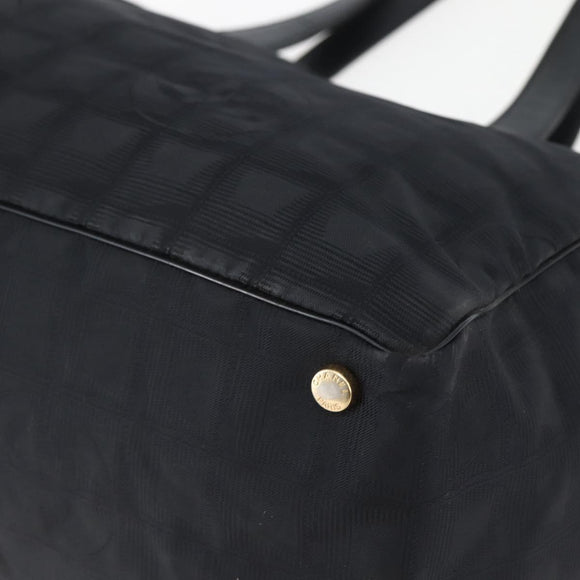 CHANEL New Travel Line Tote Bag Nylon Black gold CC Auth bs29634