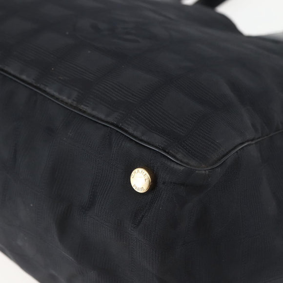 CHANEL New Travel Line Tote Bag Nylon Black gold CC Auth bs29634