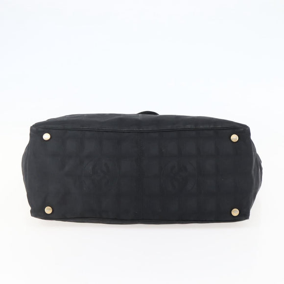 CHANEL New Travel Line Tote Bag Nylon Black gold CC Auth bs29634