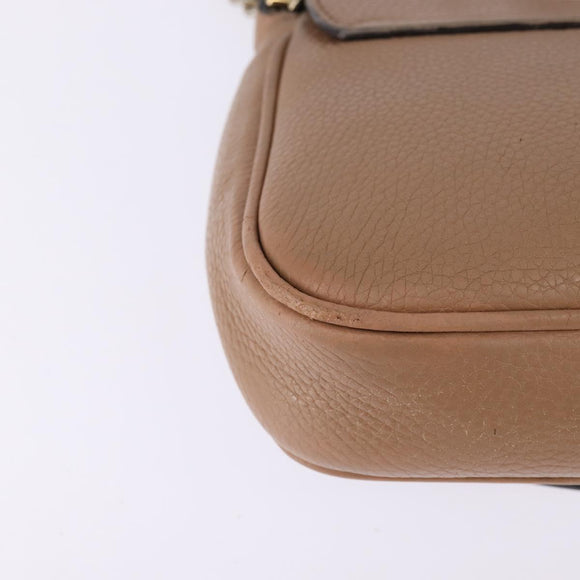 GUCCI Chain Shoulder Bag Leather Beige Gold 536224 Auth bs29635