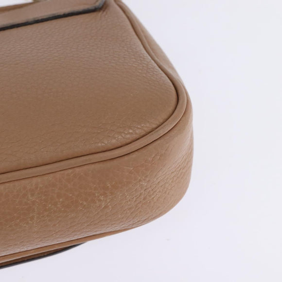 GUCCI Chain Shoulder Bag Leather Beige Gold 536224 Auth bs29635