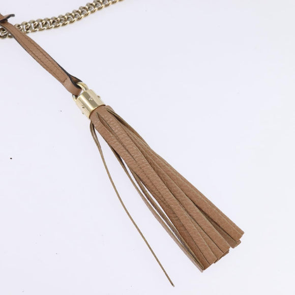 GUCCI Chain Shoulder Bag Leather Beige Gold 536224 Auth bs29635