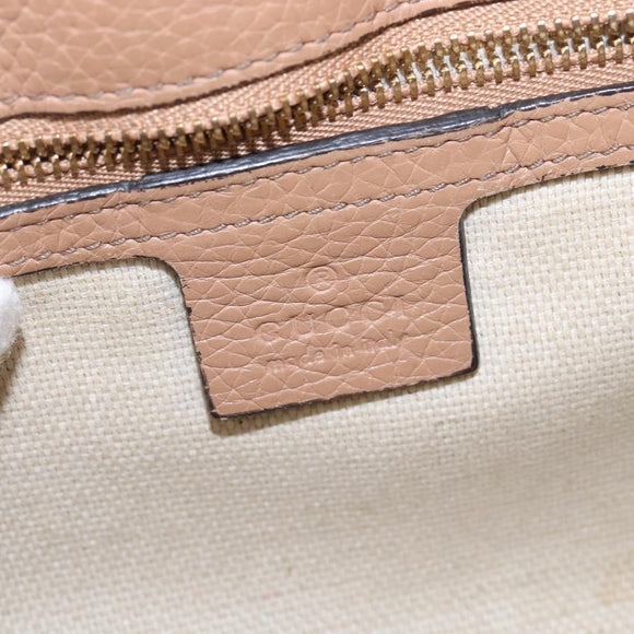 GUCCI Chain Shoulder Bag Leather Beige Gold 536224 Auth bs29635