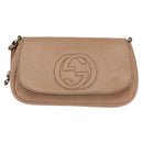 GUCCI Chain Shoulder Bag Leather Beige Gold 536224 Auth bs29635-13