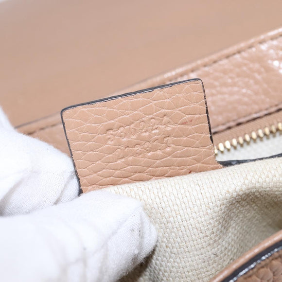 GUCCI Chain Shoulder Bag Leather Beige Gold 536224 Auth bs29635