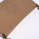 GUCCI Chain Shoulder Bag Leather Beige Gold 536224 Auth bs29635-6