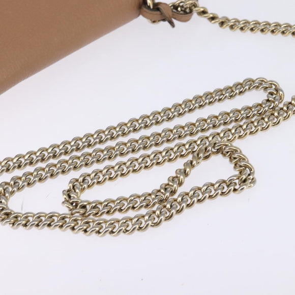 GUCCI Chain Shoulder Bag Leather Beige Gold 536224 Auth bs29635