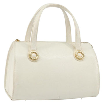 VALENTINO Hand Bag Leather White Gold Auth bs29636