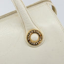 VALENTINO Hand Bag Leather White Gold Auth bs29636-9